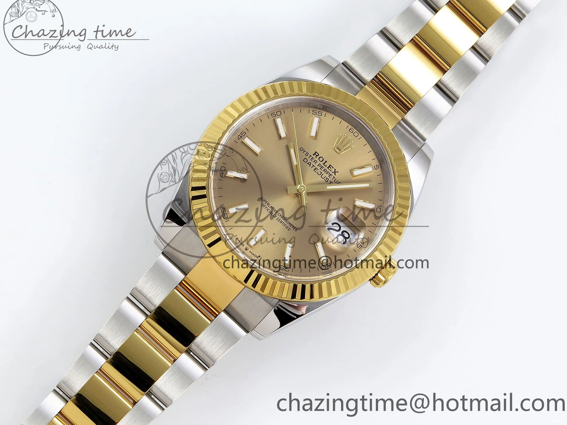 MiroTime 0201 DateJust 41 126333 Clean 1:1 Best Edition 904L Steel YG Stick Dial on SS YG Oyster Bracelet VR EasyCare 1578